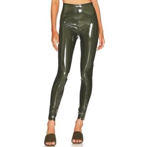 Commando Faux Patent Leather Leggings in Olive Shiny Size Medium